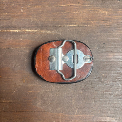 Vintage Brown Leather Horse Head Belt Buckle