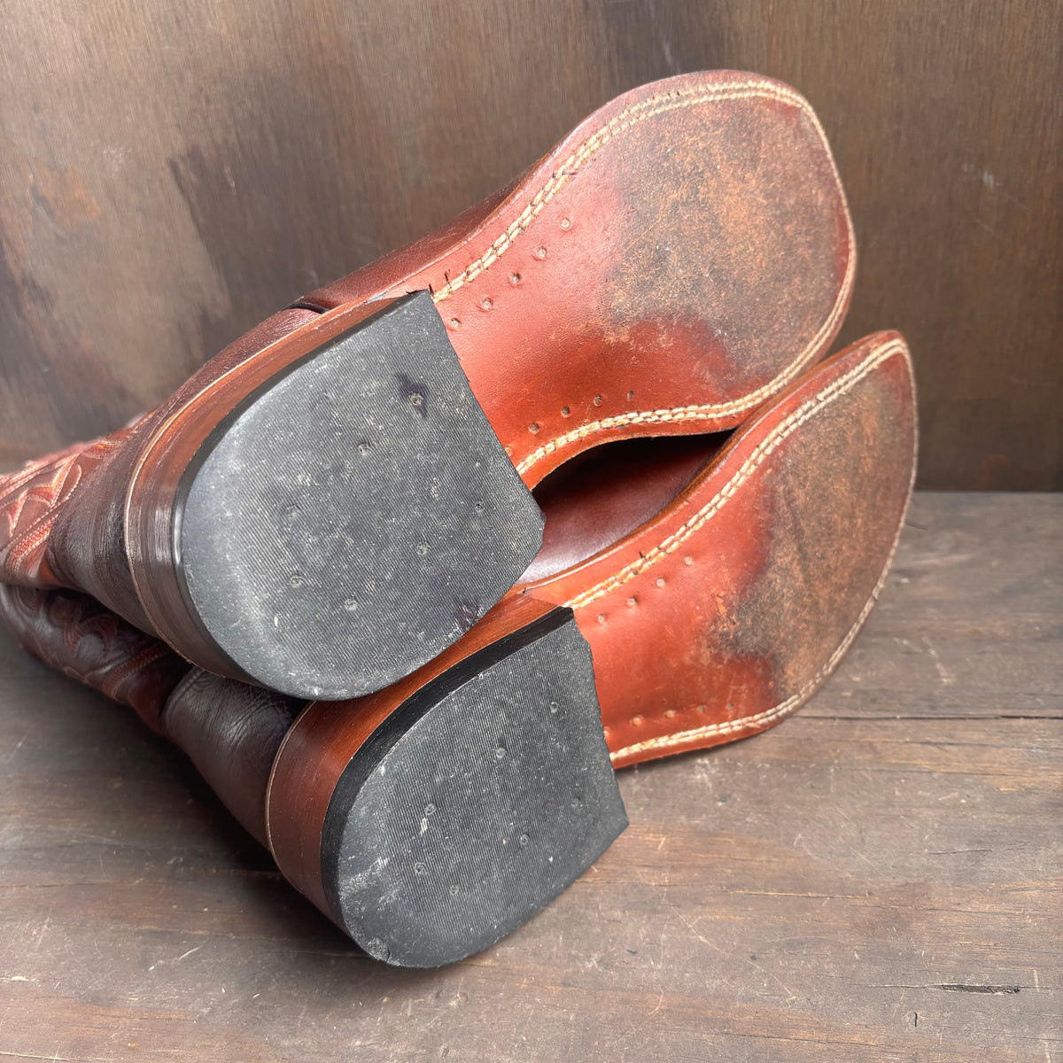 Boulet Brown Leather Square Toe Boots