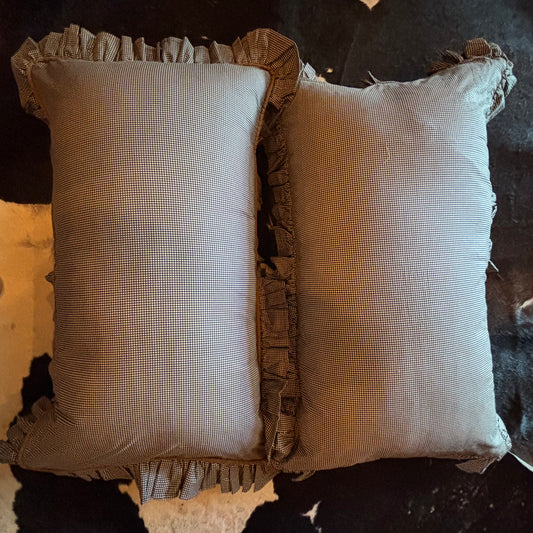 Custom Black and Tan Gingham Ruffled Pillow Cases