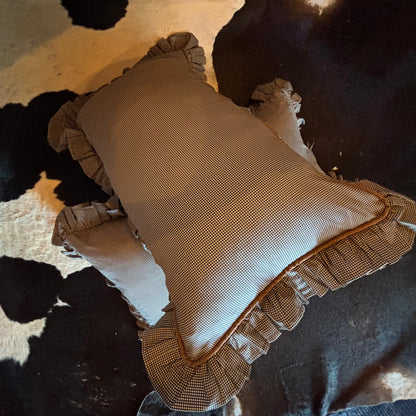 Custom Black and Tan Gingham Ruffled Pillow Cases