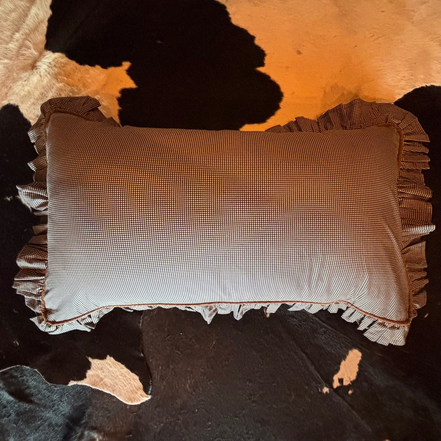 Custom Black and Tan Gingham Ruffled Pillow Cases