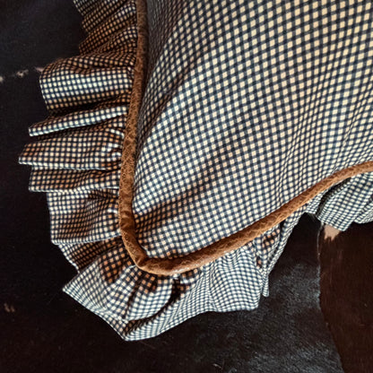 Custom Black and Tan Gingham Ruffled Pillow Cases