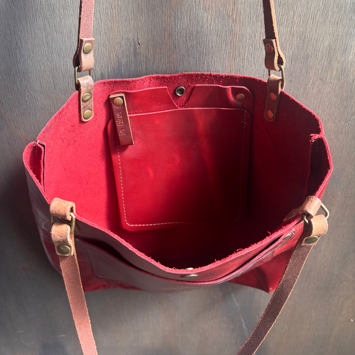 Red Leather Tote Bag