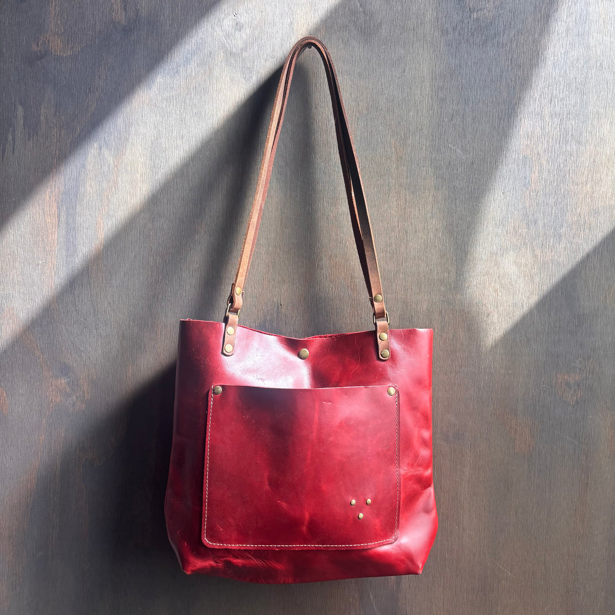 Red Leather Tote Bag