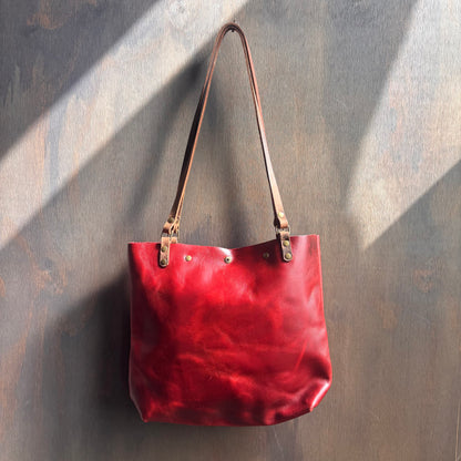 Red Leather Tote Bag
