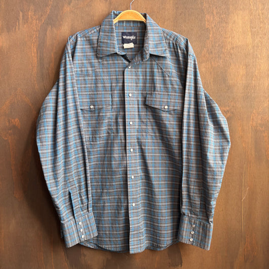 Wrangler Blue Plaid Pearl Snap