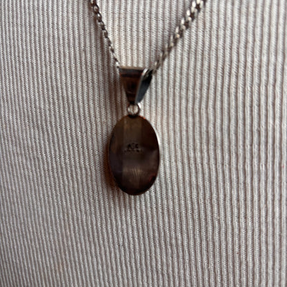 Silver Oval Lapis Pendant Necklace