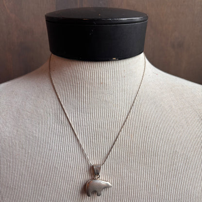 Sterling Silver Bear Pendant Necklace
