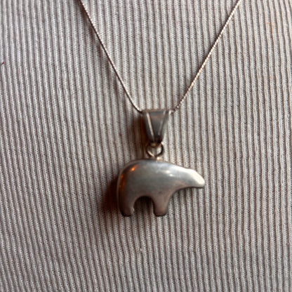 Sterling Silver Bear Pendant Necklace