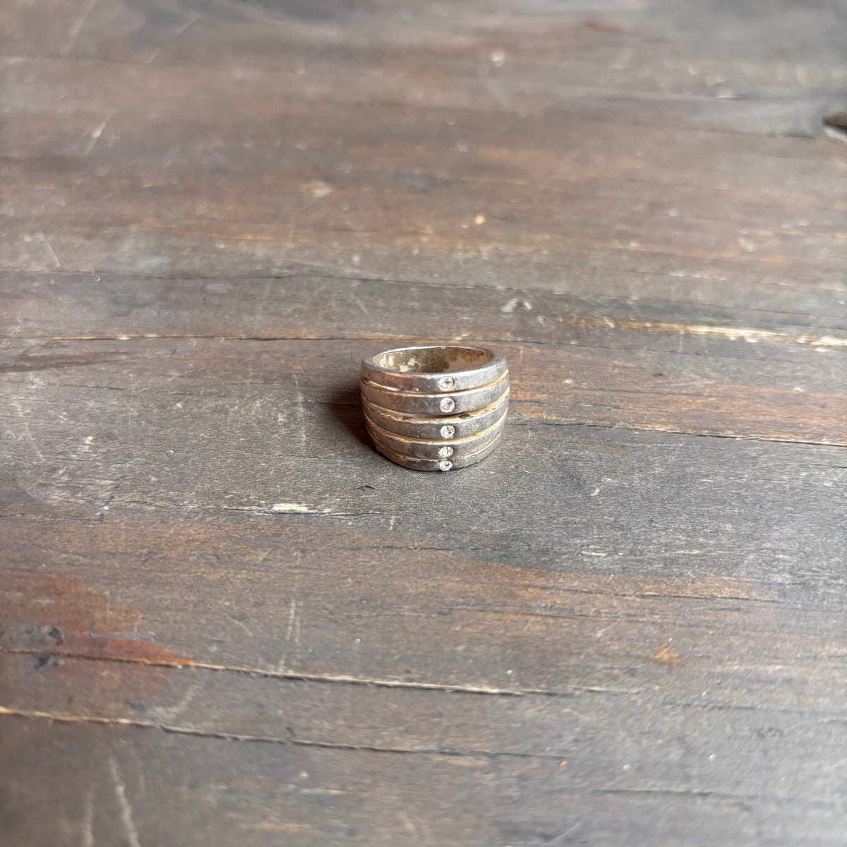 Faux Stacked Ring with Rhinestones
