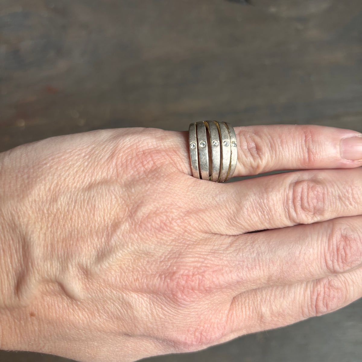 Faux Stacked Ring with Rhinestones