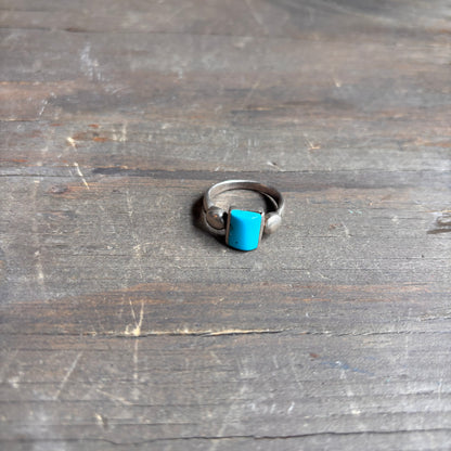 Vintage Sterling Silver Rectangle Turquoise Ring