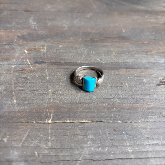 Vintage Sterling Silver Rectangle Turquoise Ring