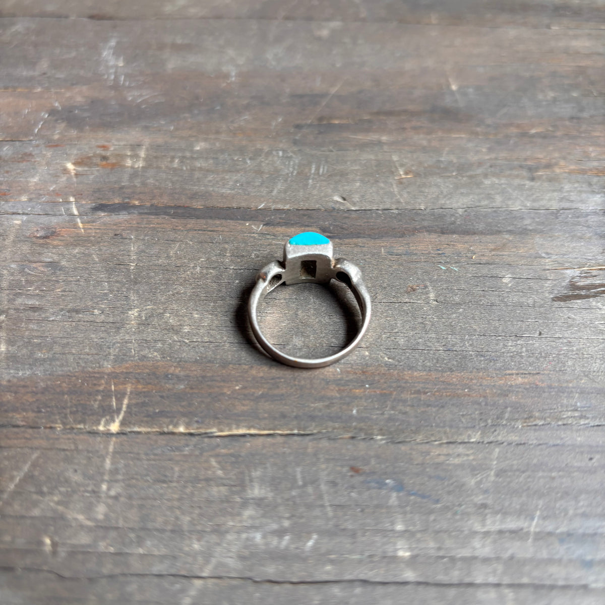 Vintage Sterling Silver Rectangle Turquoise Ring