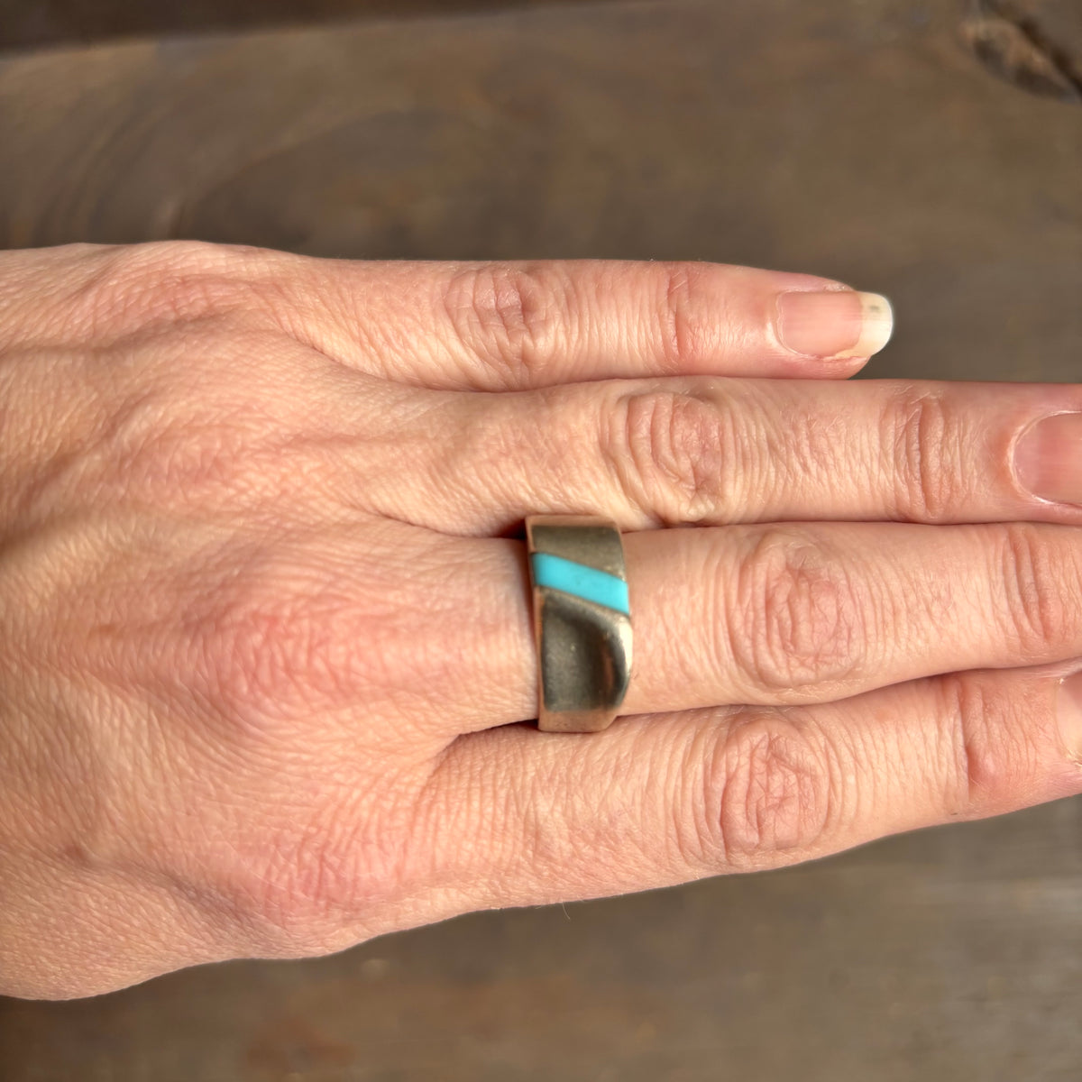 Sterling Silver Oblong Turquoise Ring