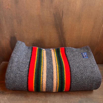 Vintage Pendleton Grey Striped Wool Blanket