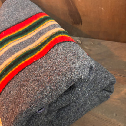 Vintage Pendleton Grey Striped Wool Blanket