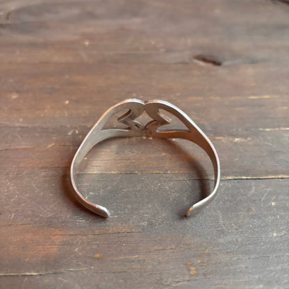 Vintage Sterling Silver Heart Cuff Bracelet