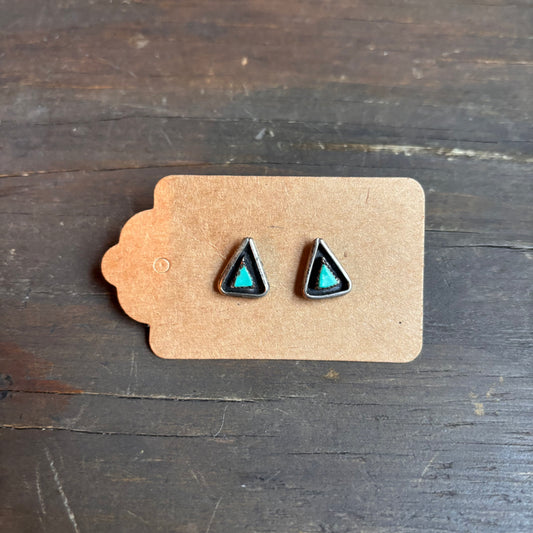 Vintage Silver Turquoise Triangle Earrings