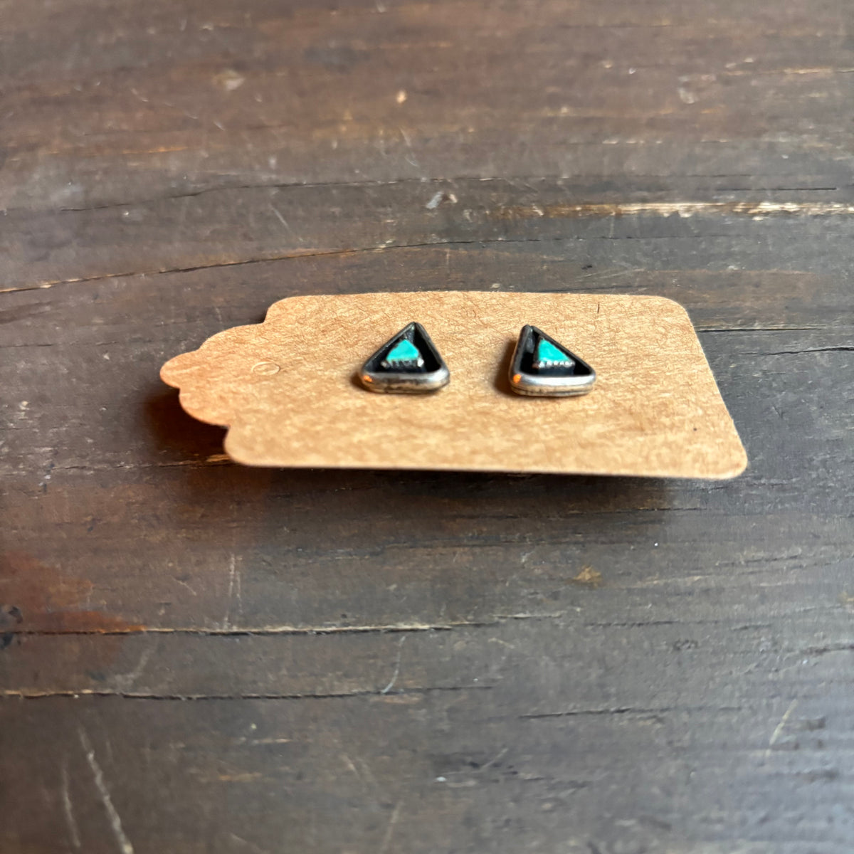 Vintage Silver Turquoise Triangle Earrings