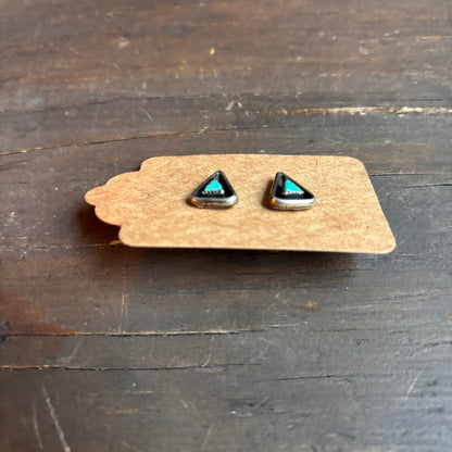 Vintage Silver Turquoise Triangle Earrings