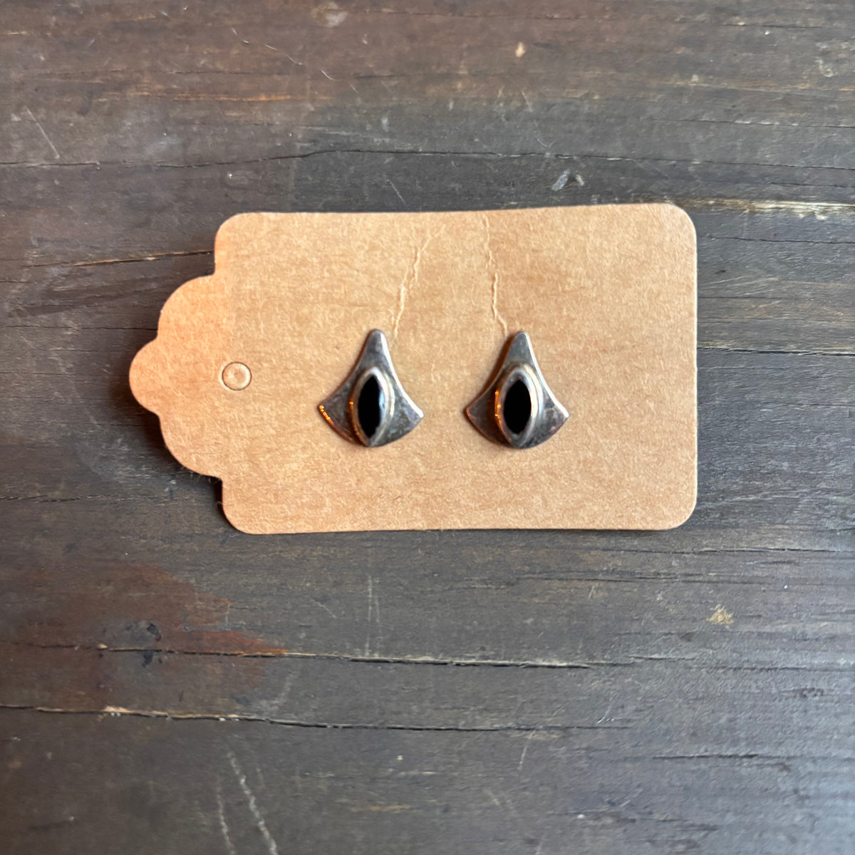 Vintage Silver Onyx Earrings