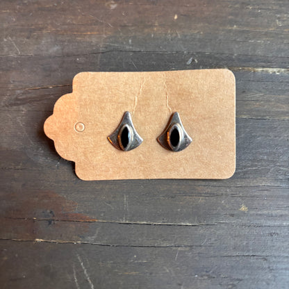 Vintage Silver Onyx Earrings