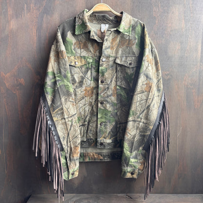 Out of the Blue Vintage Fringed Camo Denim