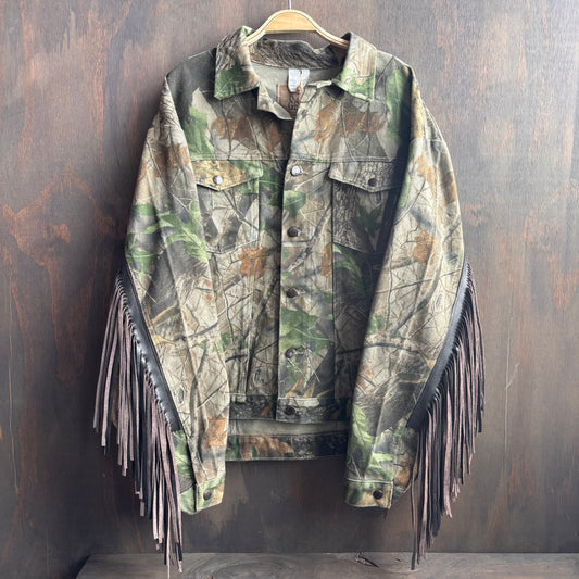 Out of the Blue Vintage Fringed Camo Denim