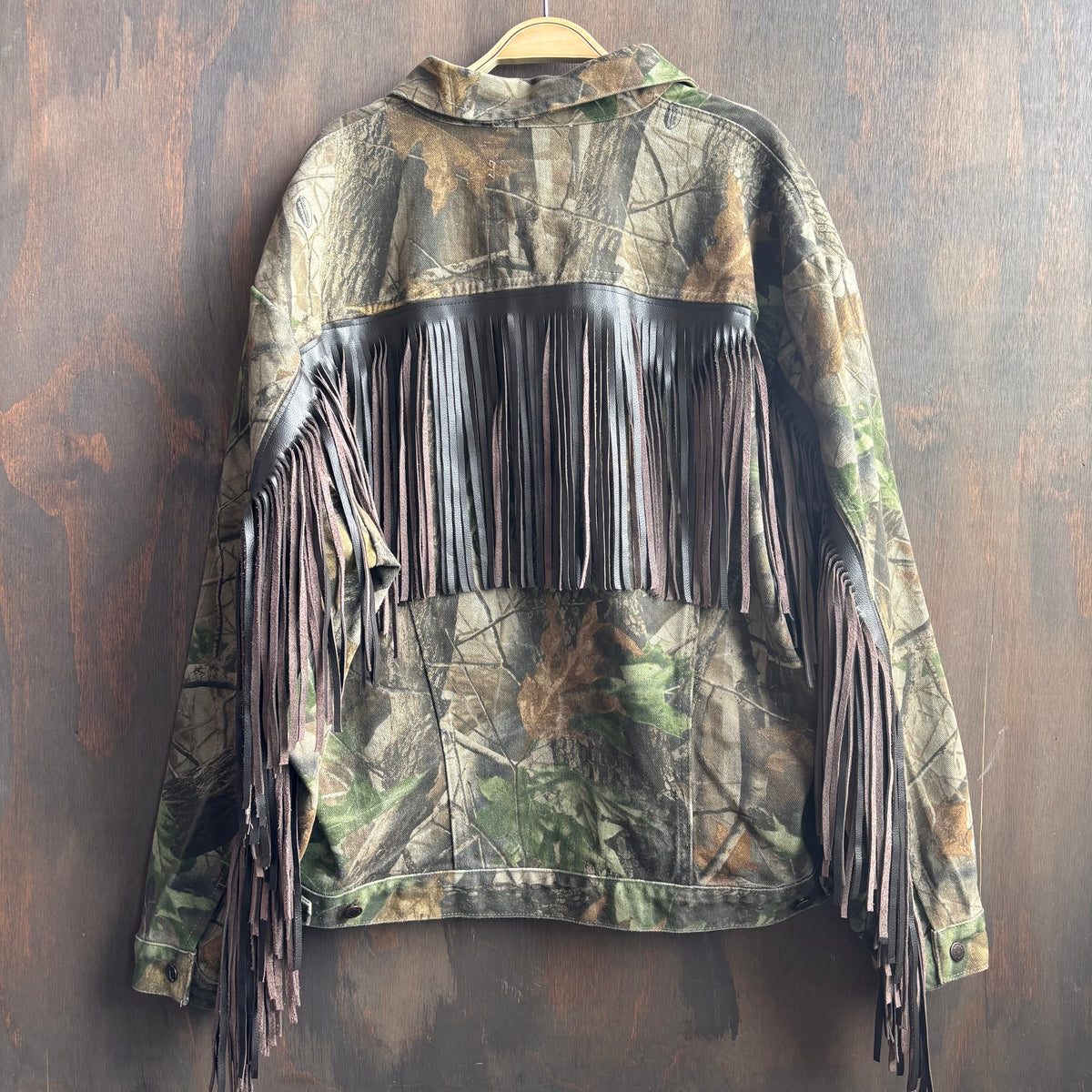 Out of the Blue Vintage Fringed Camo Denim