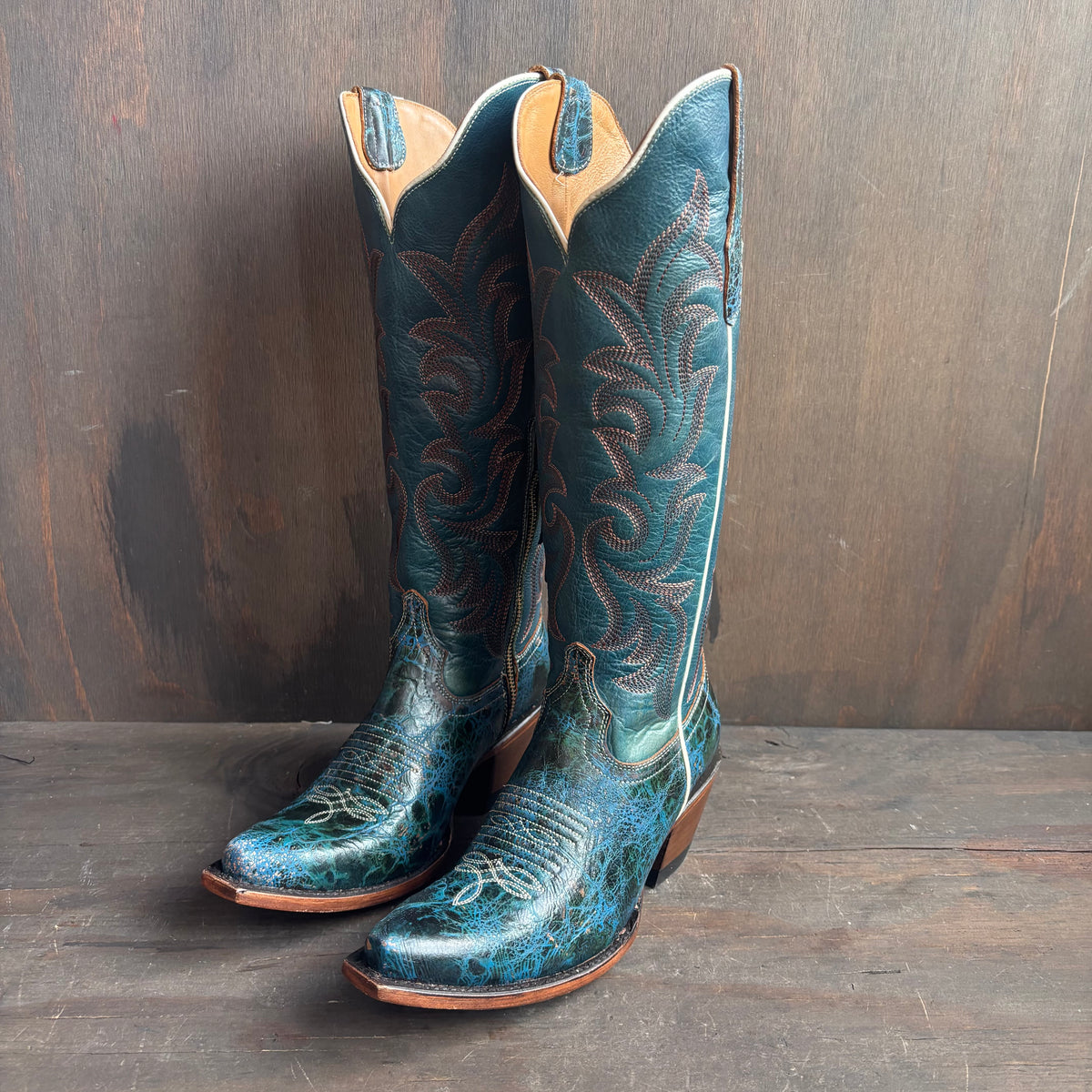 Toro Sentado Teal Leather Boots