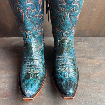 Toro Sentado Teal Leather Boots