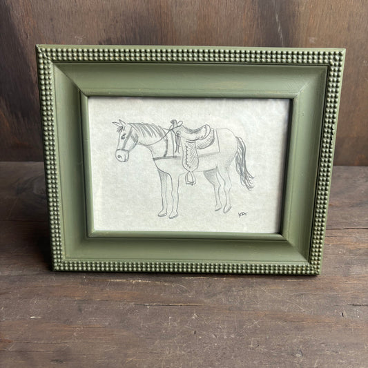 Karen "K" Abate Horse in Green Wood Frame