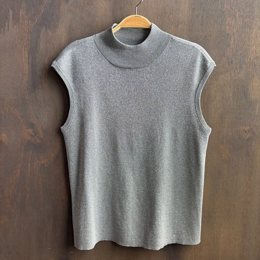 Sleeveless Silver Mock Turtleneck