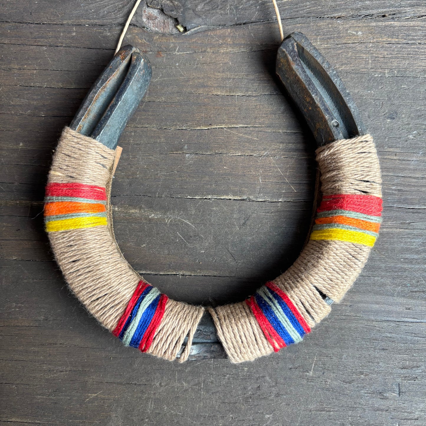 Beige Thread Wrapped Horseshoes