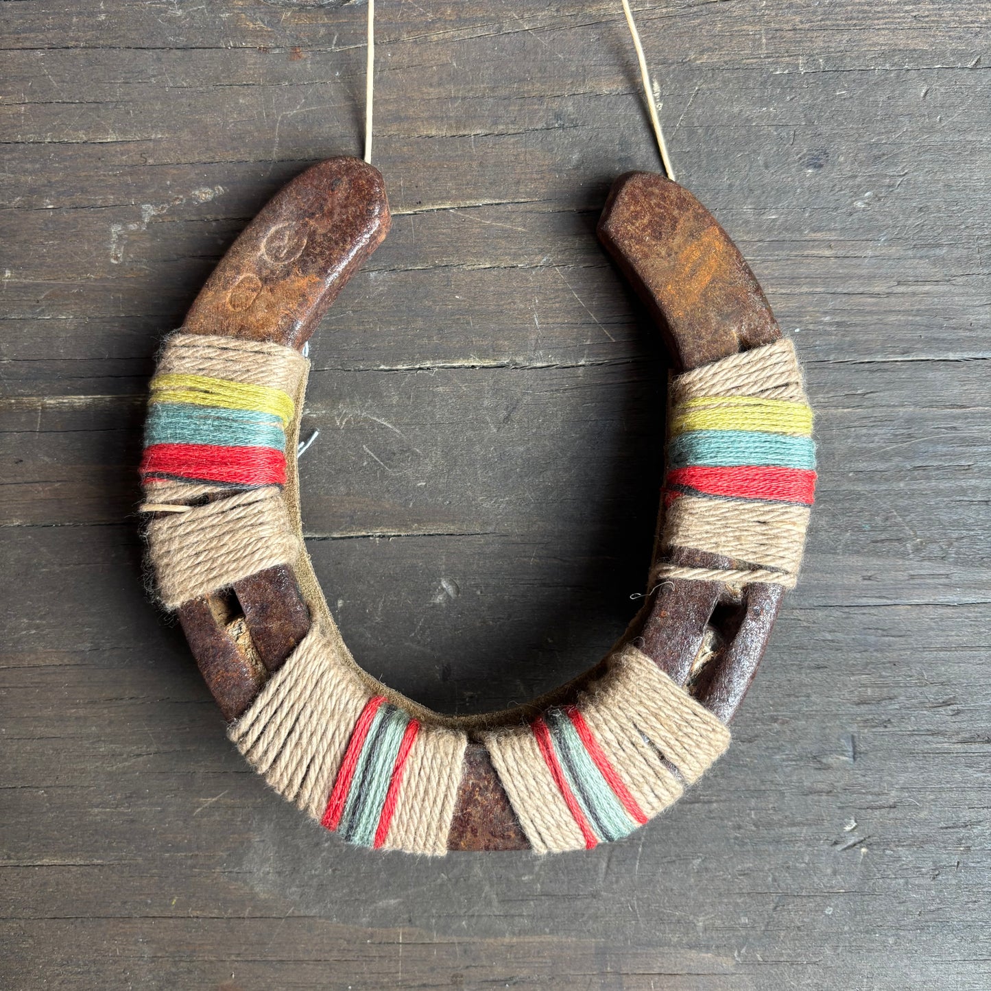 Beige Thread Wrapped Horseshoes