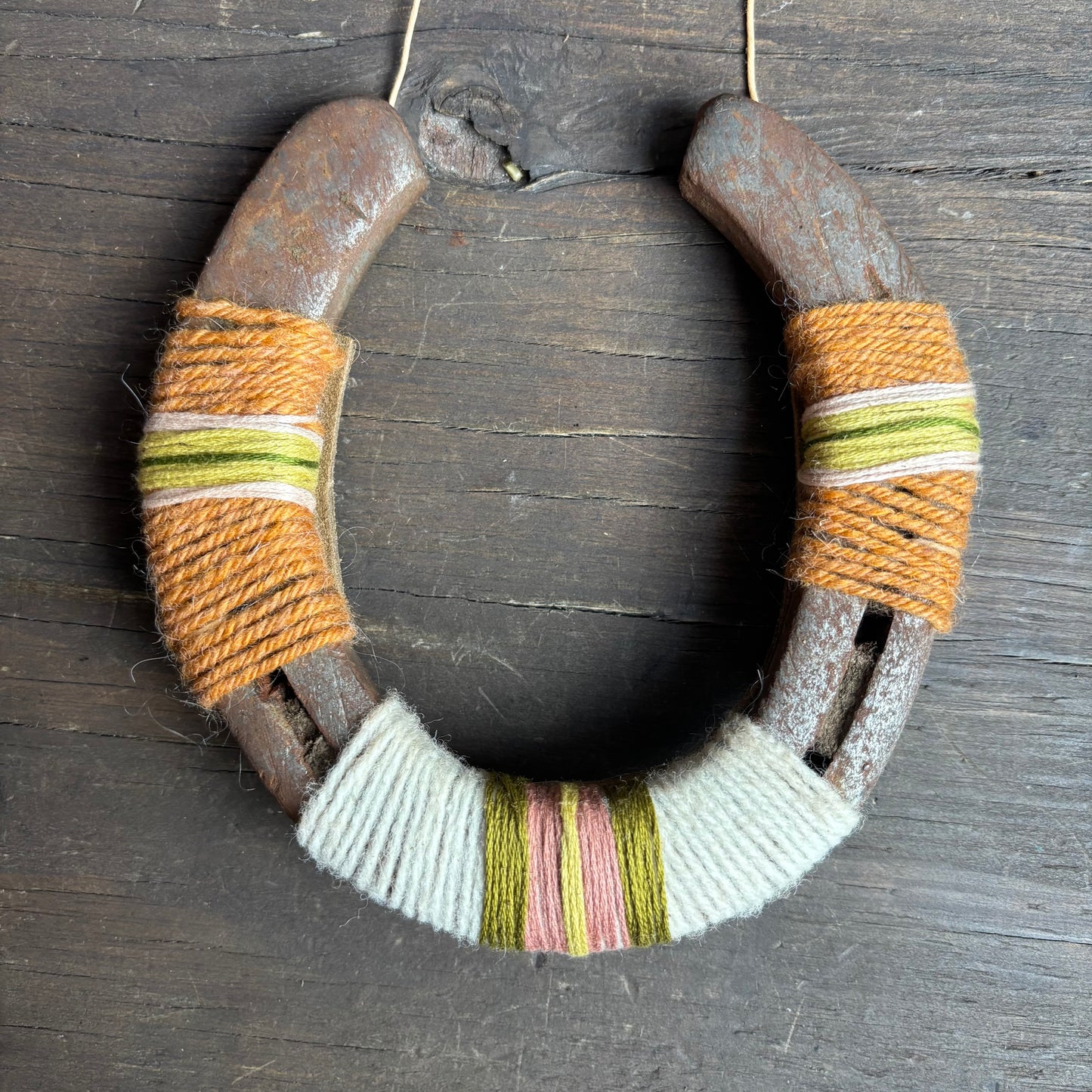 Beige Thread Wrapped Horseshoes