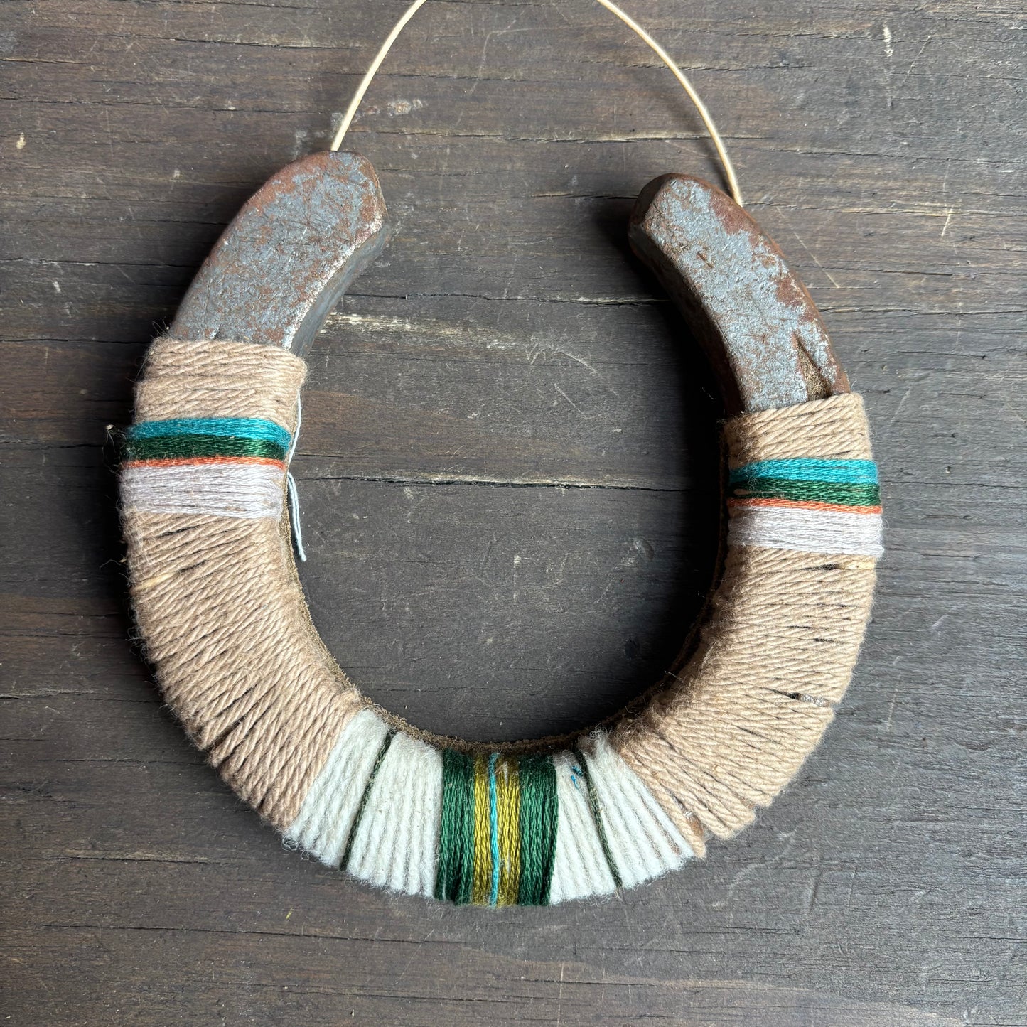 Beige Thread Wrapped Horseshoes