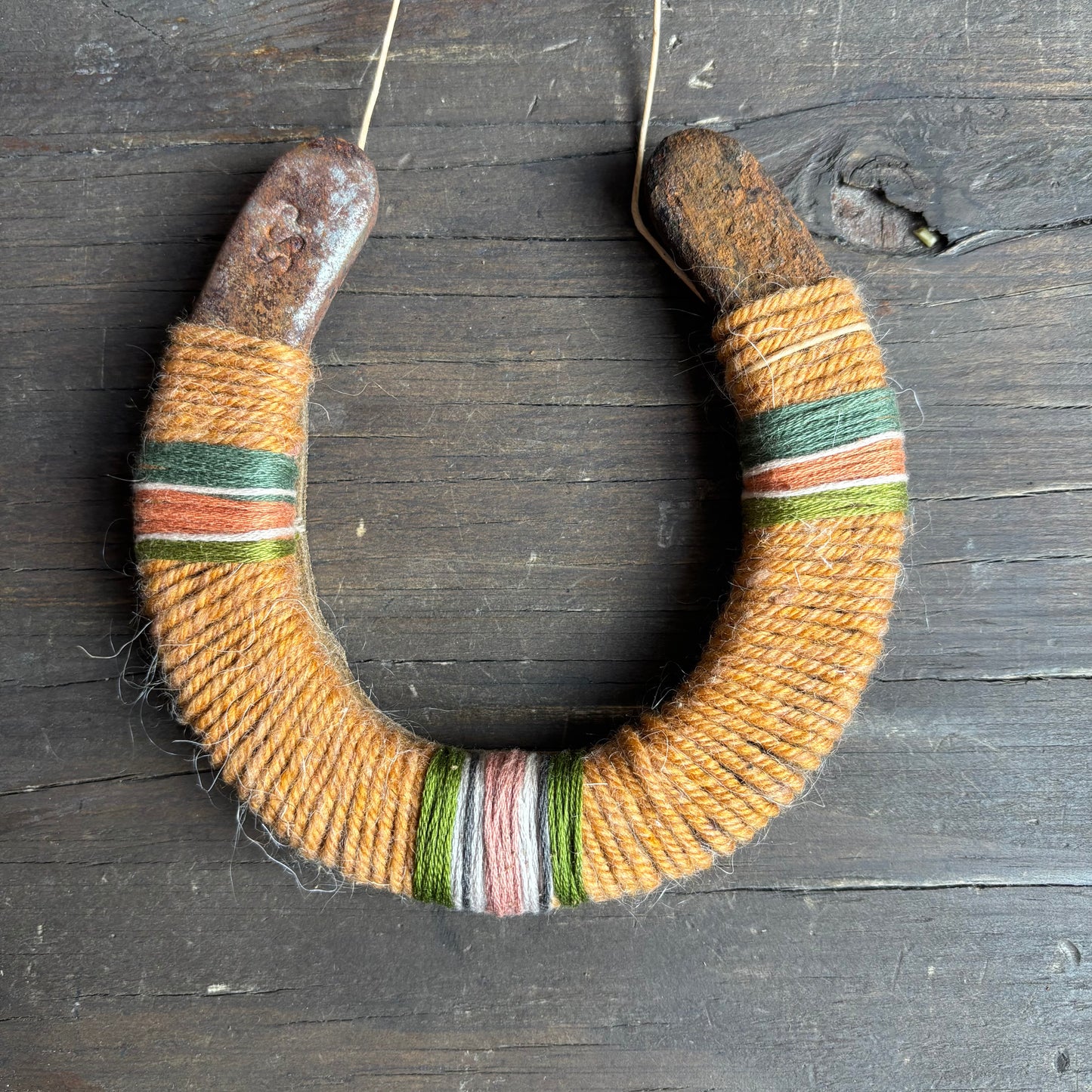 Orange Thread Wrapped Horseshoes