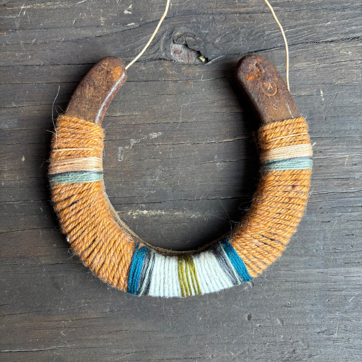 Orange Thread Wrapped Horseshoes
