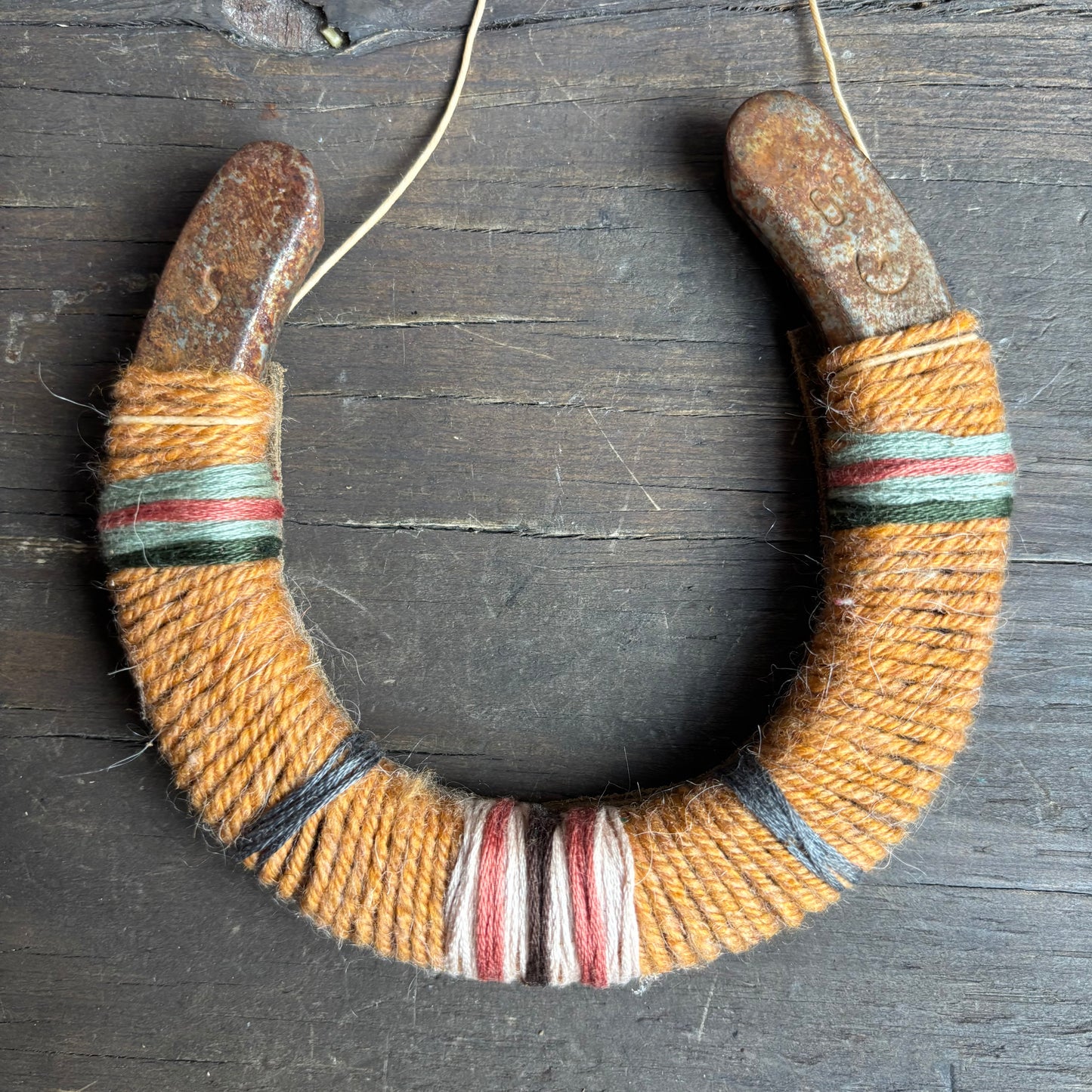 Orange Thread Wrapped Horseshoes