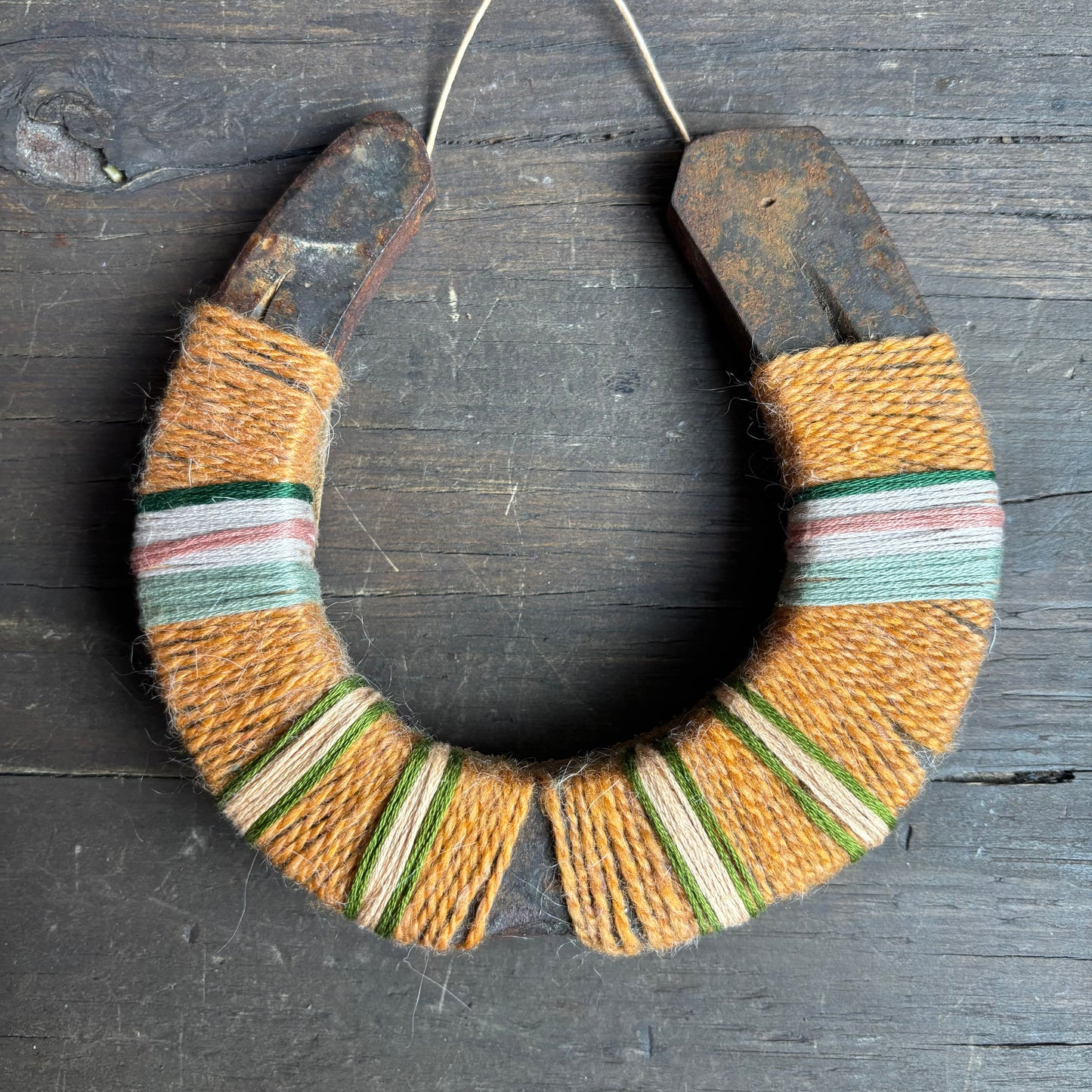 Orange Thread Wrapped Horseshoes