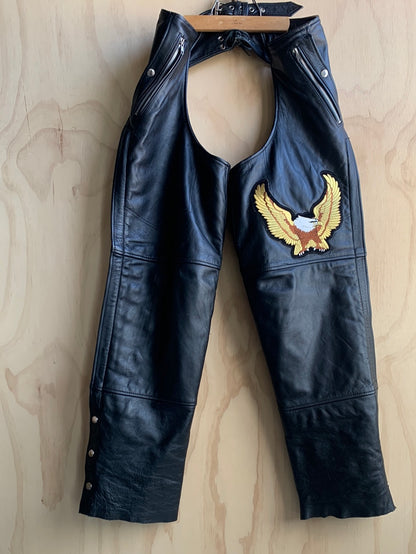 Black Leather Chaps with Eagle
