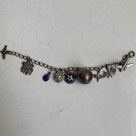 Vintage Army Air Corps Sterling Silver Charm Bracelet Charm