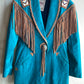 Real Leather Fringe Jacket with Beading on the Shoulders
