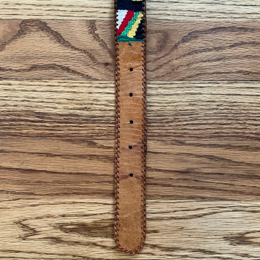 Colorful woven leather belt