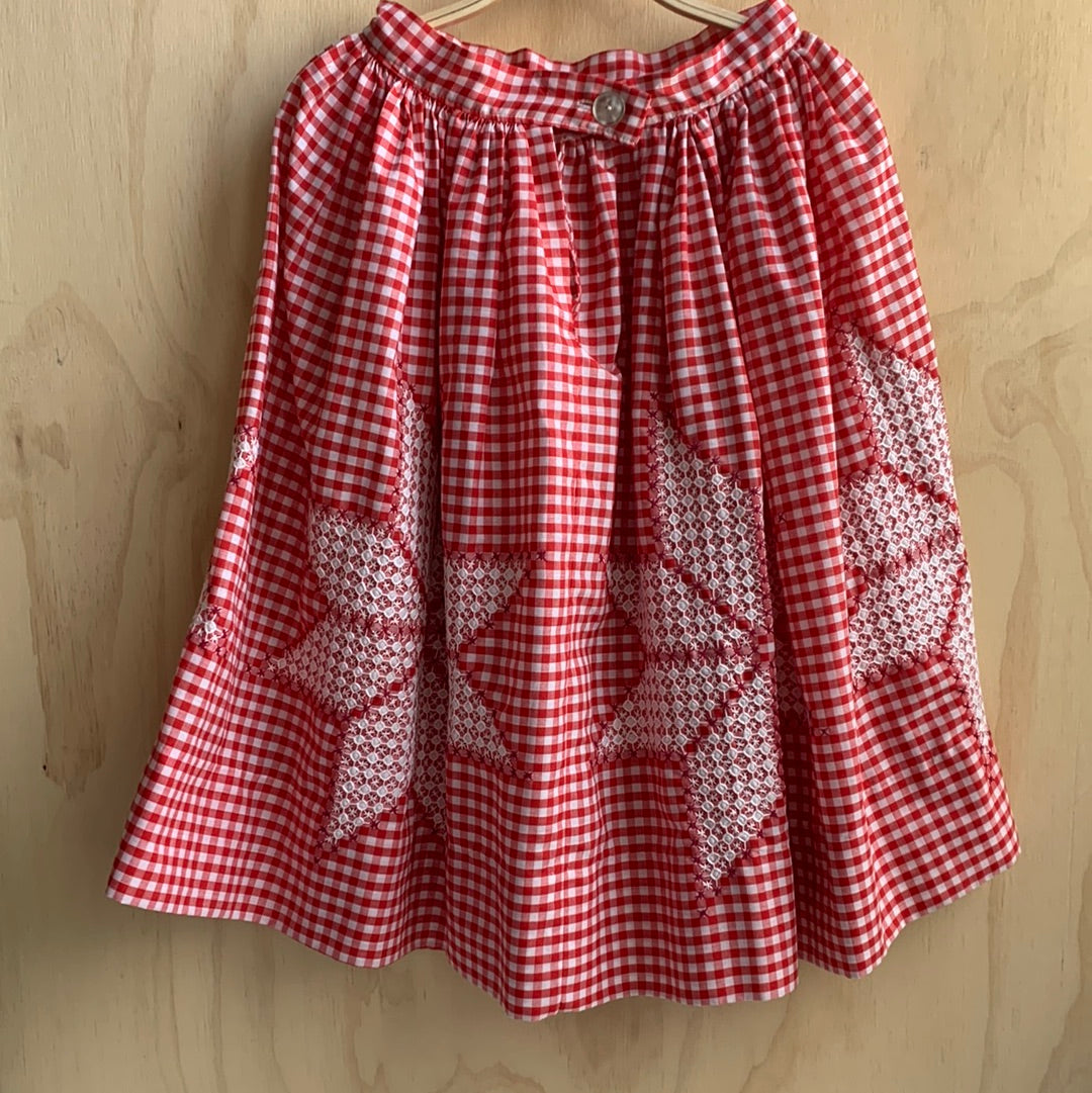 Vintage gingham skirt with embroidered stars