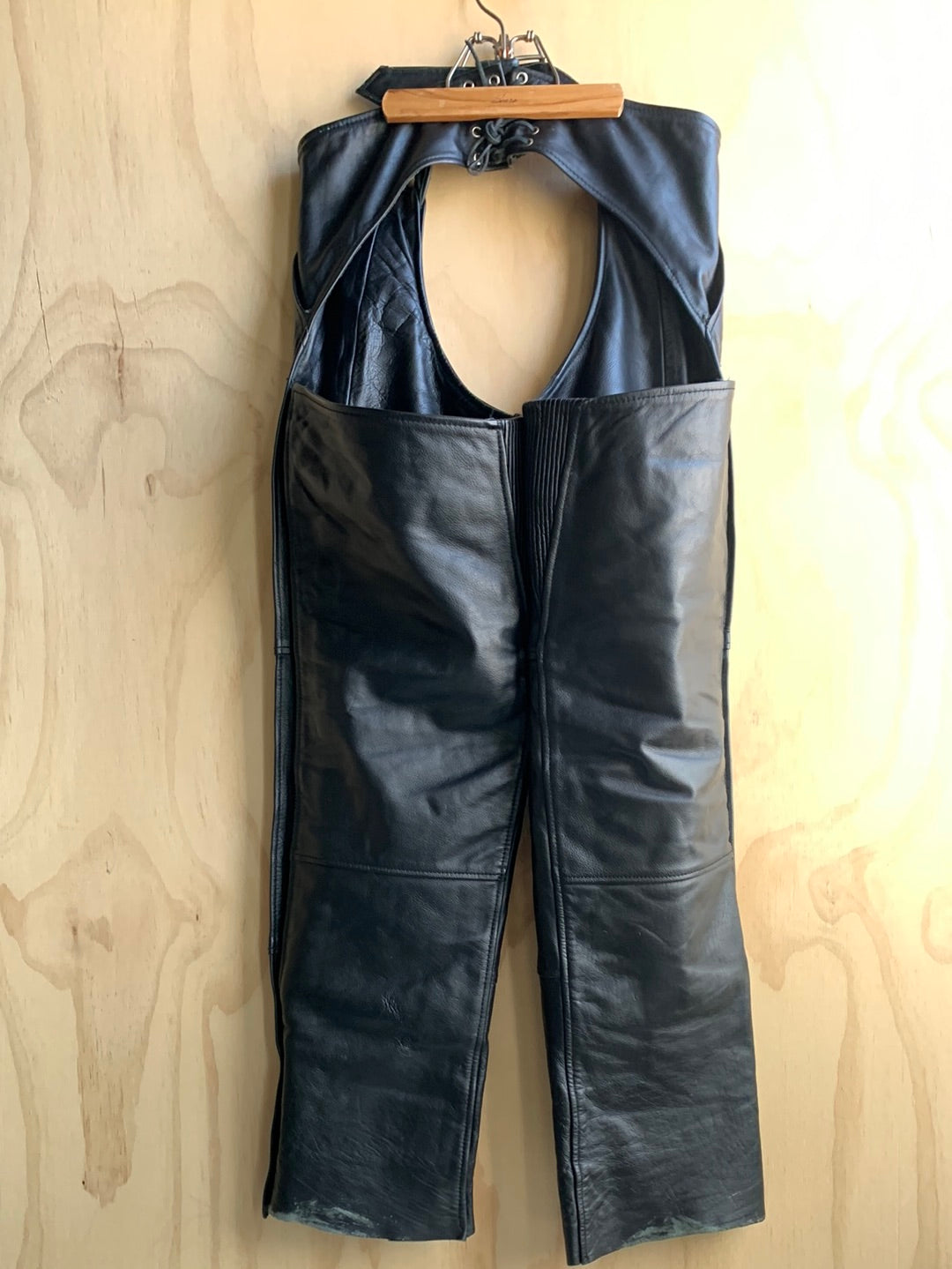 Black Leather Chaps with Eagle