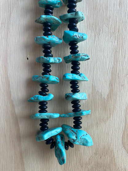 Turquoise, Onyx and Heishi Bead Necklace