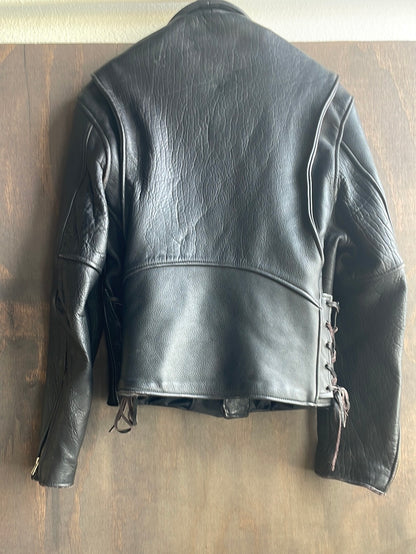 Branded Garments Black Leather Biker Jacket with Lining